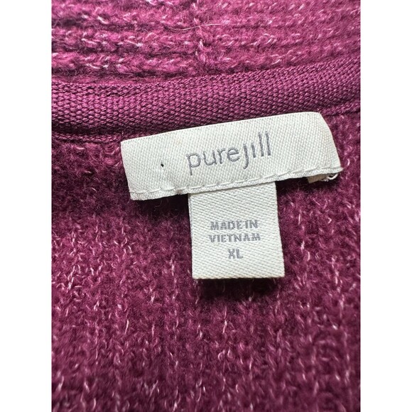 J JIll Pure‎ Jill Rib Textured V Neck Sweater Womens Tunic Dark Red Magenta XL - Picture 6 of 11